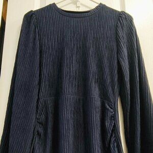 Navy Blue Dress with ruffle bottom, long sleeve -Cupshe Live Life on the Beach